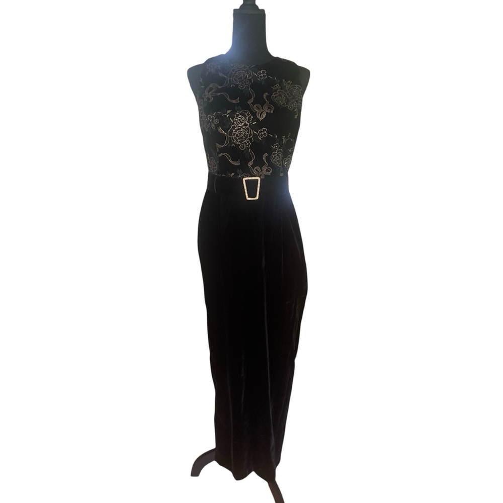 Scott McClintock Black and Gold Floral Midi Dress 90,s Y2K vintage